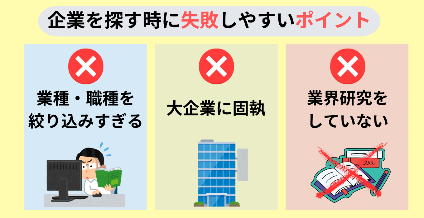 企業探しで失敗しやすいポイント